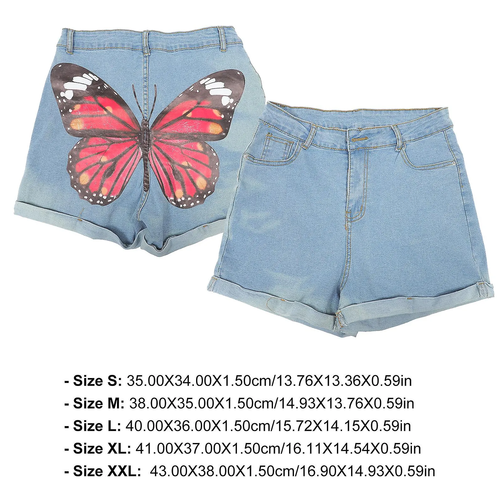 Women Denim Shorts Fashion Printed Summer Shorts Polyester Denim Shorts