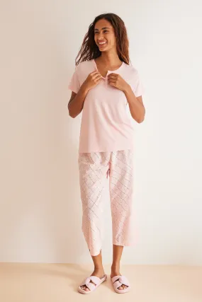 Women'secret Pijama bordado suizo Capri rosa