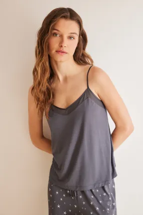 Women'secret Pijama Capri soft touch gris estrellas