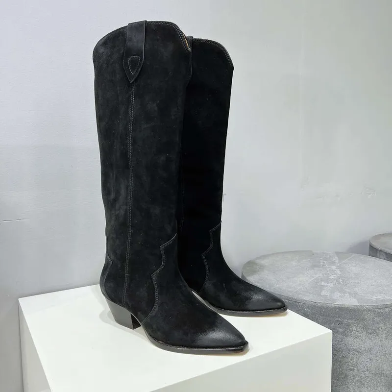 Zapatos de mujer Botas Isabel Denvee Marant Gamuza Hasta la rodilla Alta Moda Paris Botas Denvee perfectas Cuero genuino origina