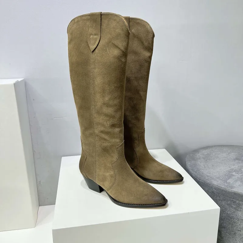 Zapatos de mujer Botas Isabel Denvee Marant Gamuza Hasta la rodilla Alta Moda Paris Botas Denvee perfectas Cuero genuino origina