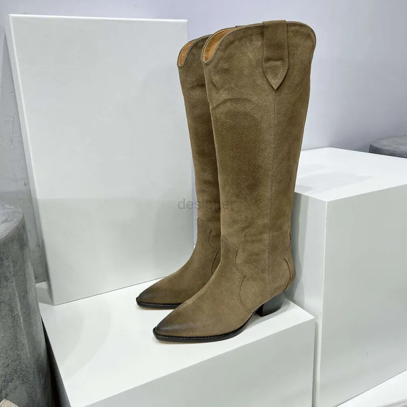 Zapatos de mujer Botas Isabel Denvee Marant Gamuza Hasta la rodilla Alta Moda Paris Botas Denvee perfectas Cuero genuino origina