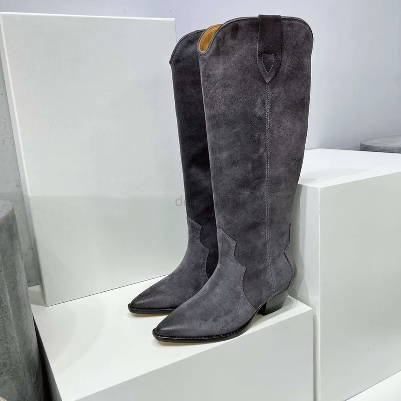 Zapatos de mujer Botas Isabel Denvee Marant Gamuza Hasta la rodilla Alta Moda Paris Botas Denvee perfectas Cuero genuino origina