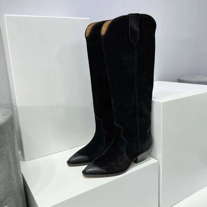 Zapatos de mujer Botas Isabel Denvee Marant Gamuza Hasta la rodilla Alta Moda Paris Botas Denvee perfectas Cuero genuino origina