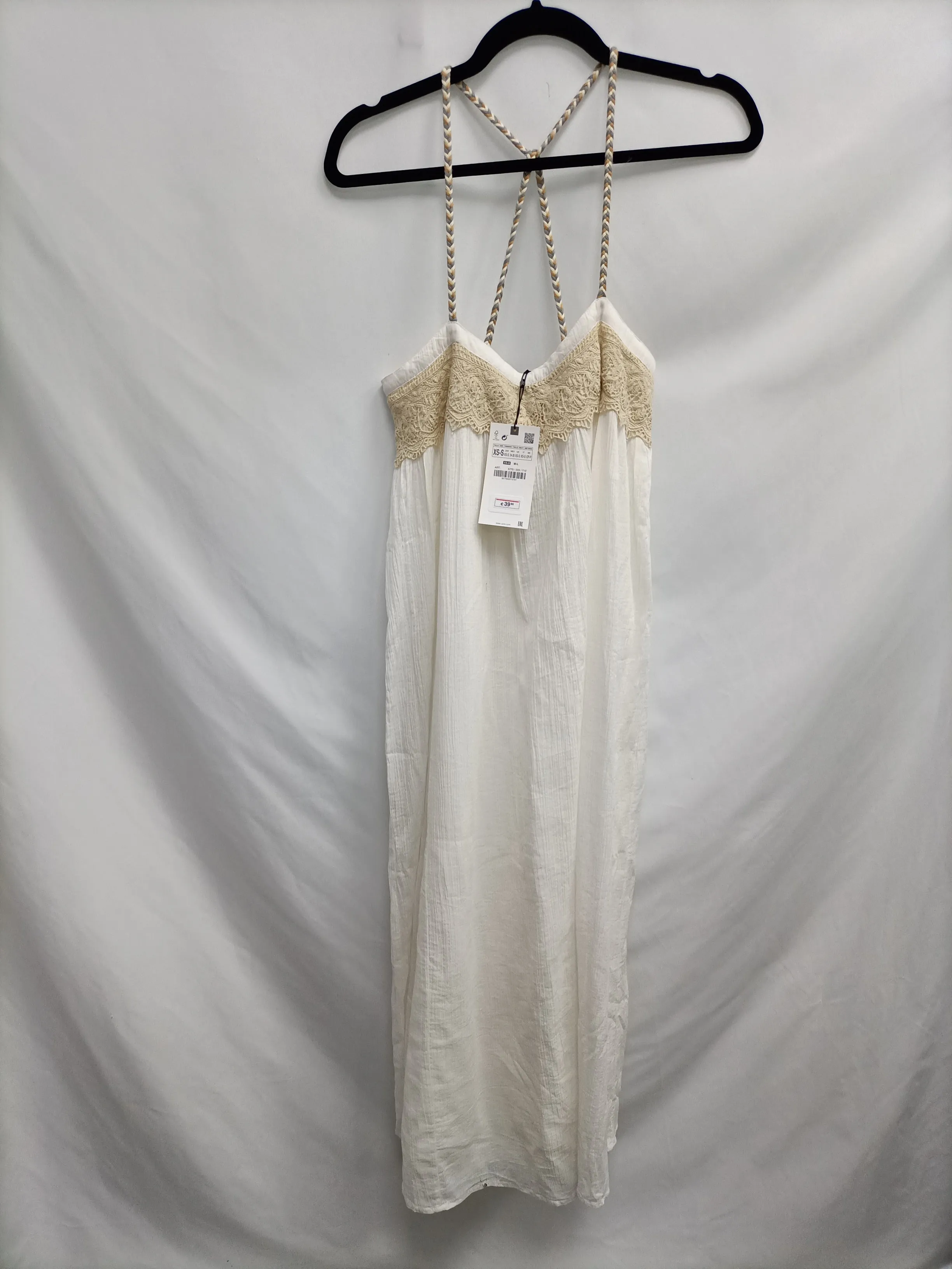 ZARA. Vestido blanco encaje T.xs/s