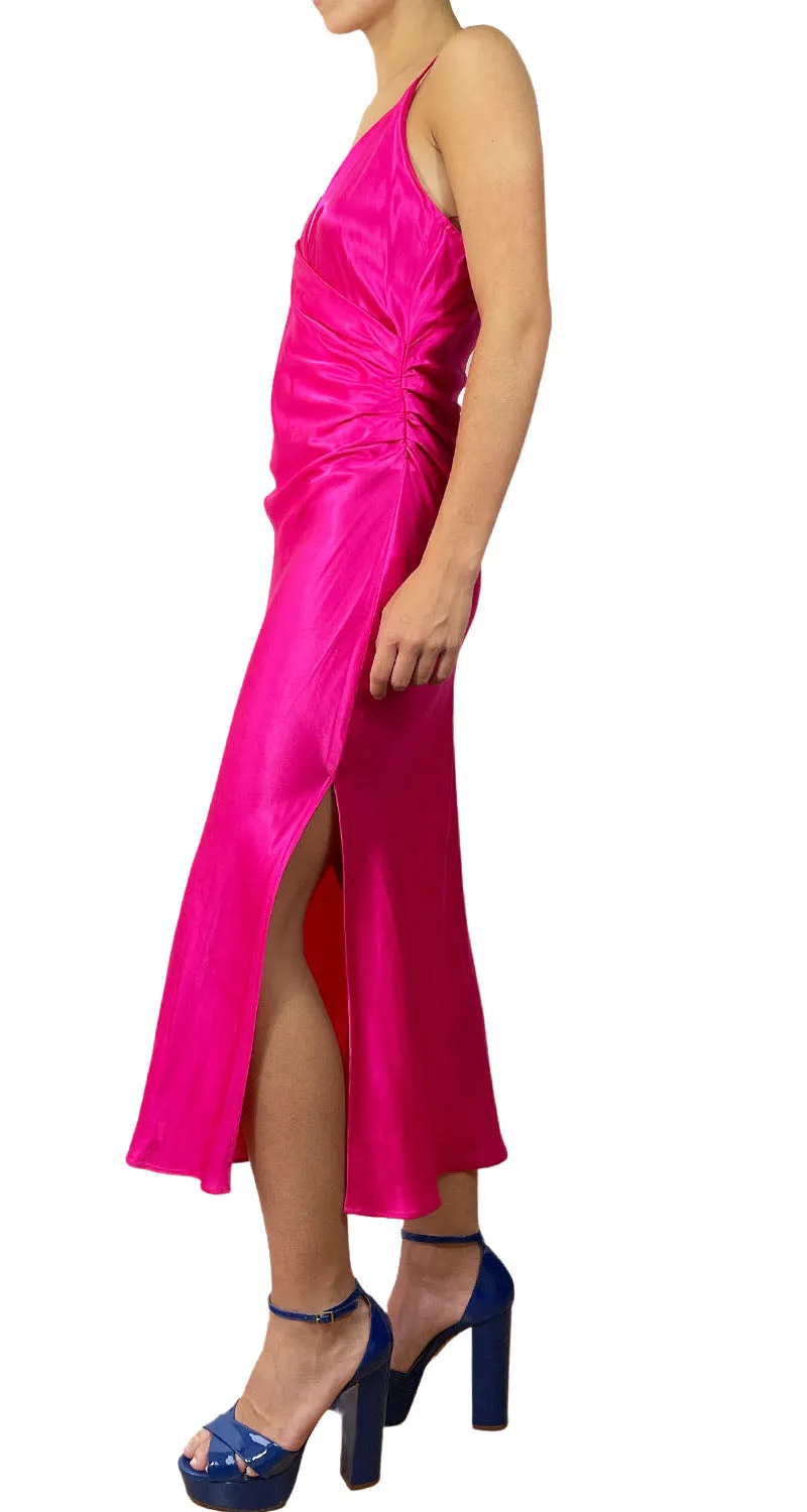 ZARA Vestido Fucsia Satinado